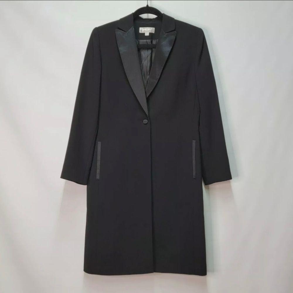 Travis Ayers for Dress Barn Black Longline Blazer Trench Coat